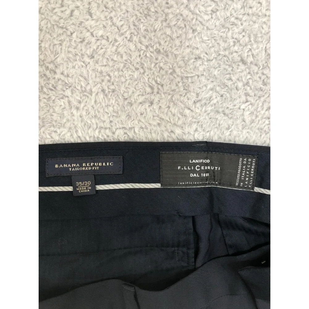 Banana Republic Pants Mens 35X30 Navy 100% Wool Lanificio F.lli Cerruti *Flaw
